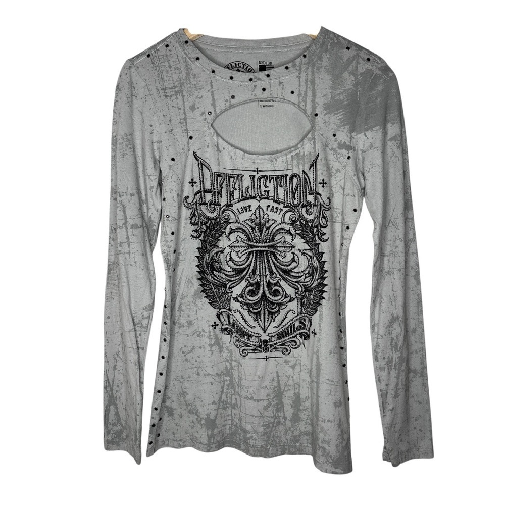Affliction | Long Sleeve Studded Graphic Top